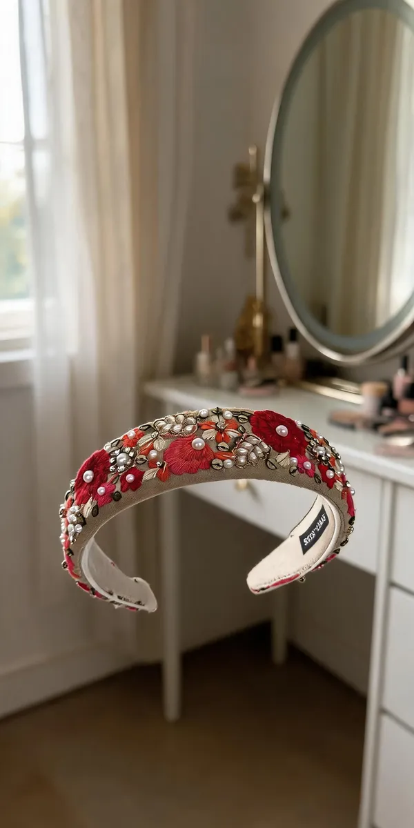 Beige_Cotton_Floral_Embroidered_Pearl_Hairband_For_Women