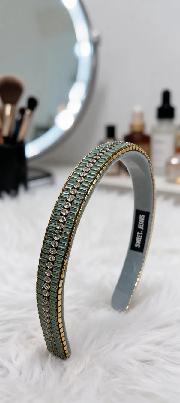 Green_Gold_Crystal_Studded_Hairband_For_Women