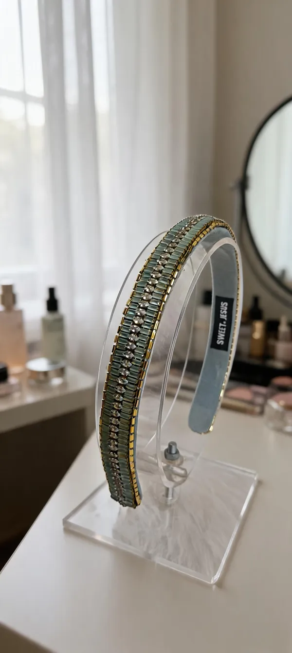 Green_Gold_Crystal_Studded_Hairband_For_Women