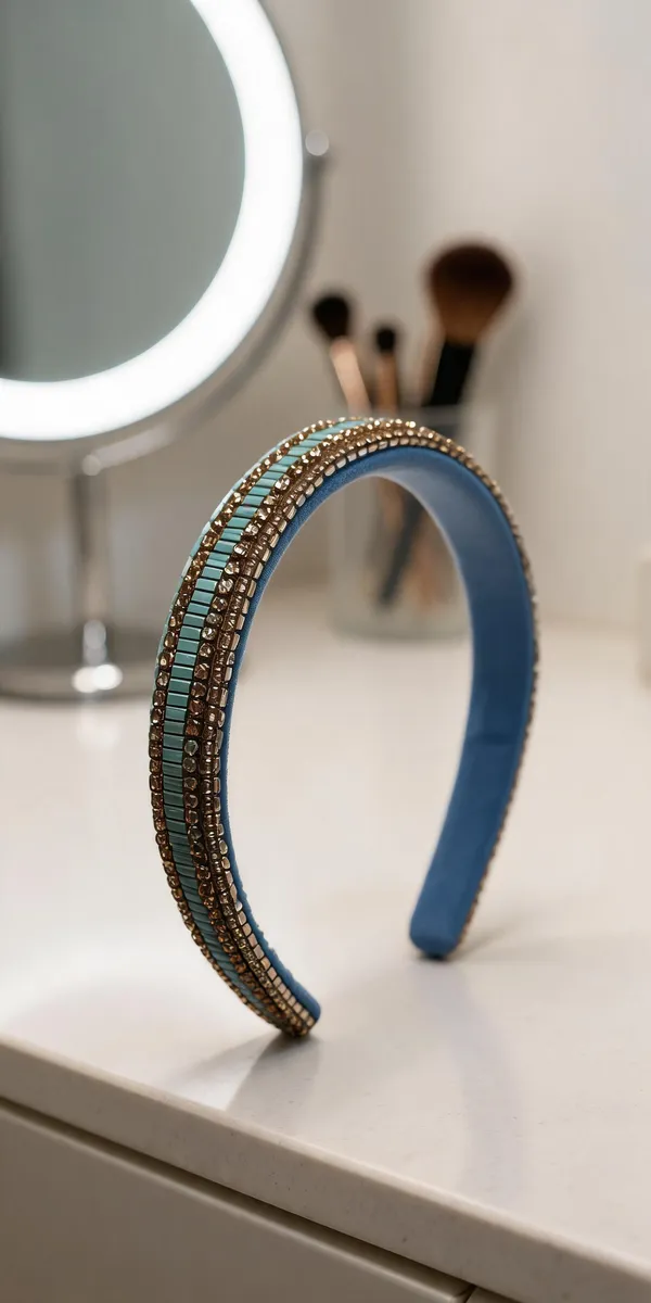 Blue_Beaded_Satin_Crystal_Embellished_Hairband_For_Women