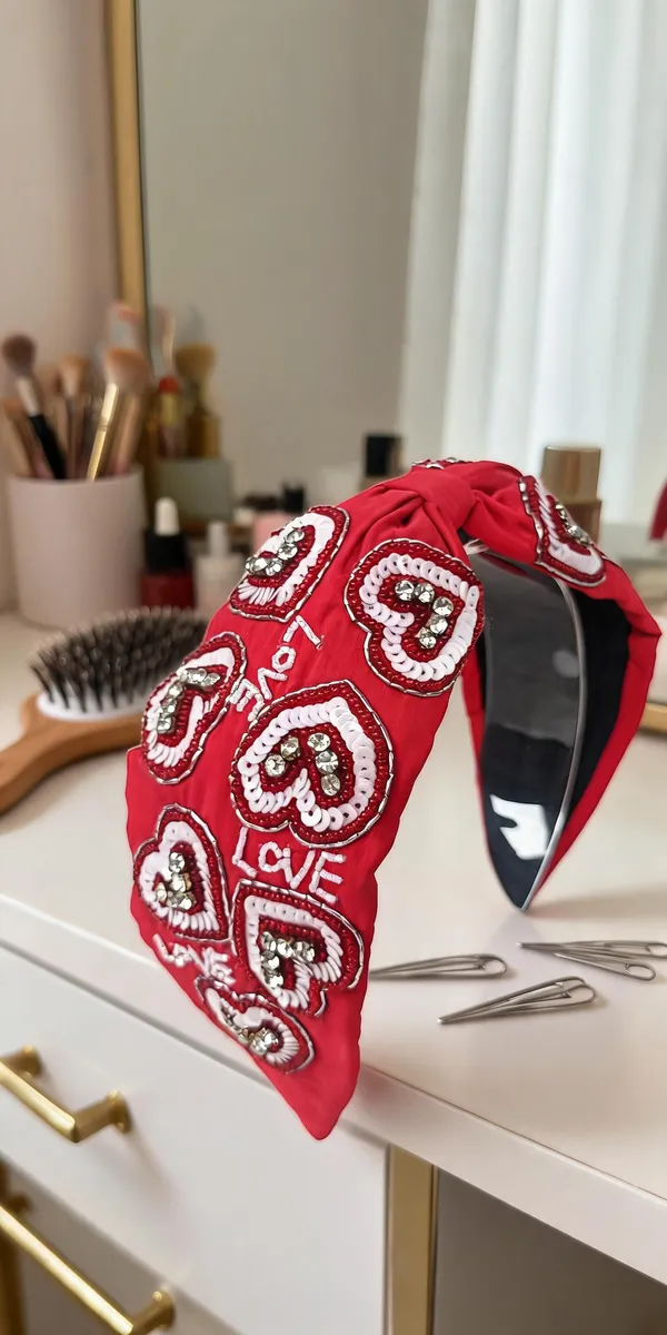 Red_Cotton_Sequin_Heart_Knot_Headband_For_Women