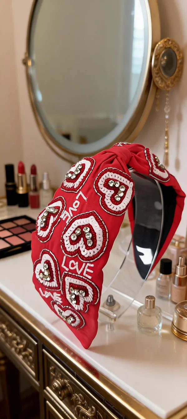 Red_Cotton_Sequin_Heart_Knot_Headband_For_Women