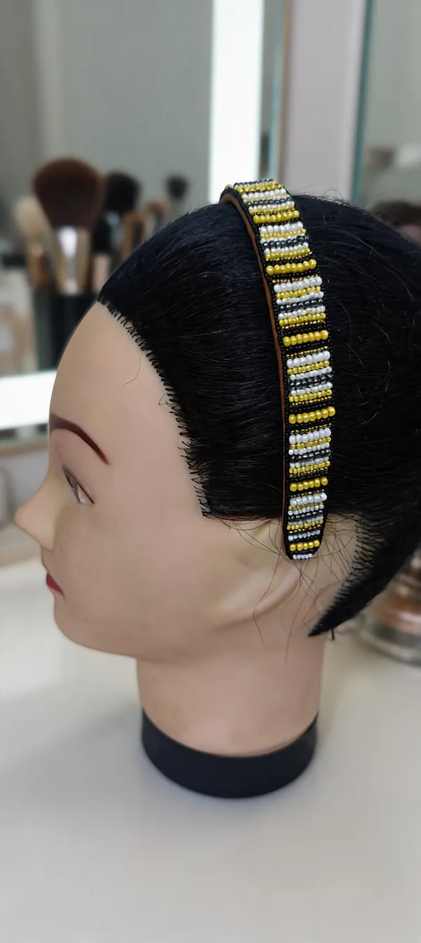 Gold_Silver_White_Beaded_Striped_Hairband_For_Women