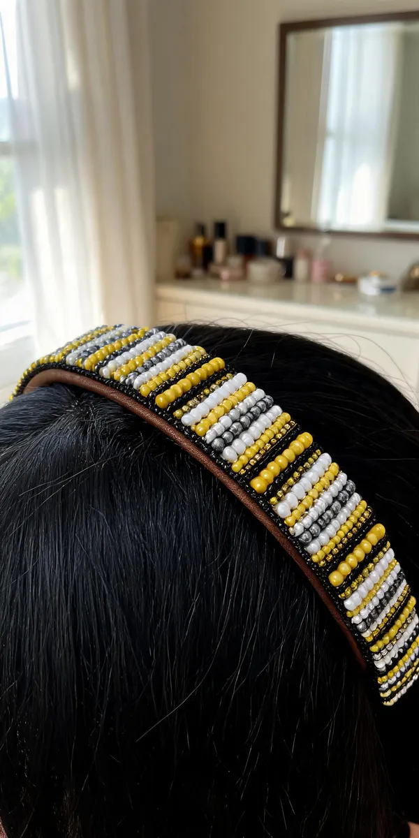 Gold_Silver_White_Beaded_Striped_Hairband_For_Women