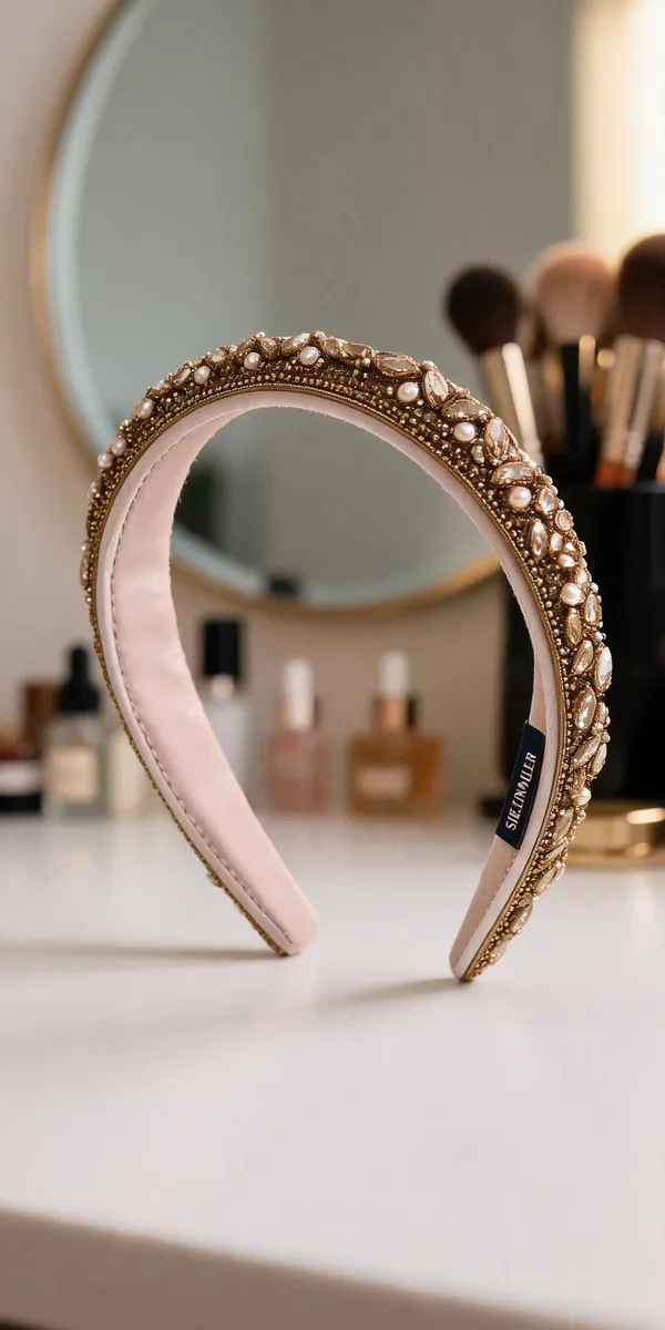 Gold_Satin_Beaded_Pearl_Leaf_Hairband_For_Women