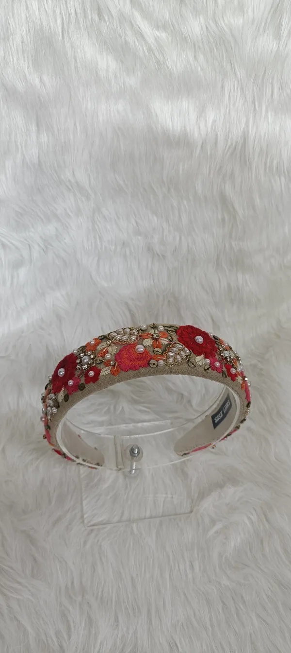 Beige_Cotton_Floral_Embroidered_Pearl_Hairband_For_Women