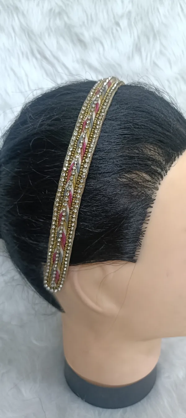 Gold_Beaded_Stone_Embellished_Hairband_For_Women