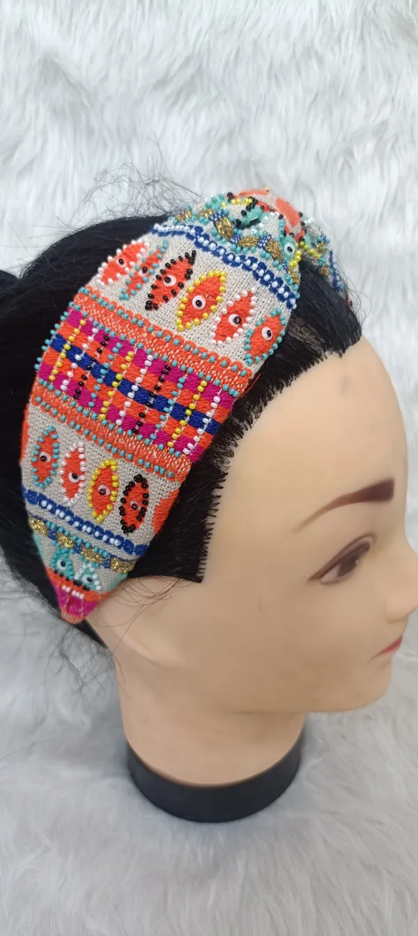 Multicolor_Cotton_Beaded_Tribal_Wide_Headband_For_Women