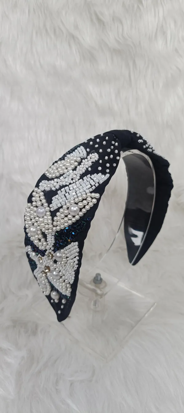Black_Cotton_Pearl_Embellished_Leaf_Pattern_Hairband_For_Women
