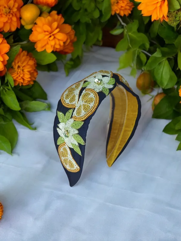 Navy_Cotton_Embroidered_Citrus_Motif_Padded_Headband_For_Women