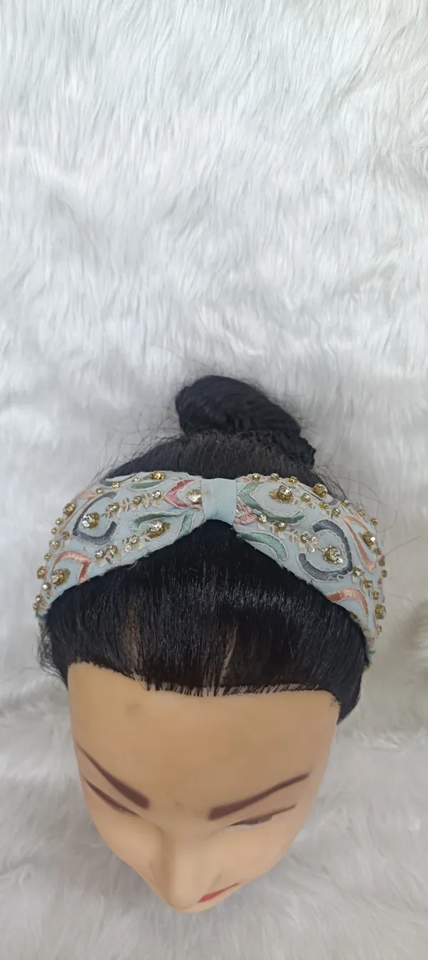 Blue_Cotton_Embroidered_Stone_Studded_Wide_Headband_For_Women