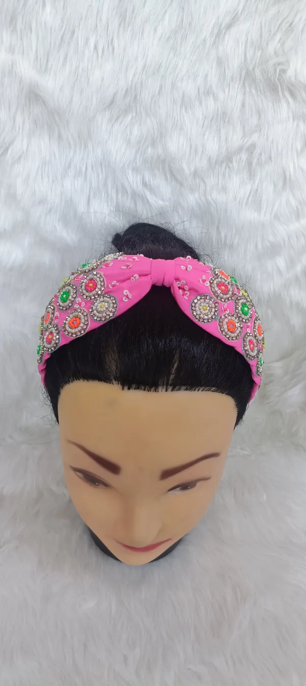 Pink_Cotton_Beaded_Floral_Knot_Headband_For_Women