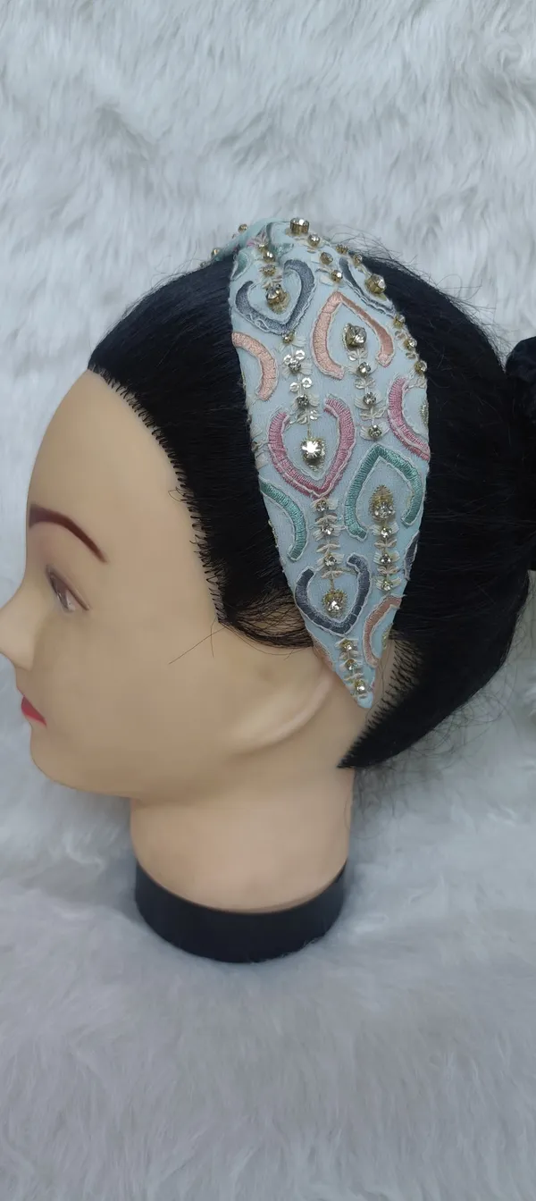 Blue_Cotton_Embroidered_Stone_Studded_Wide_Headband_For_Women