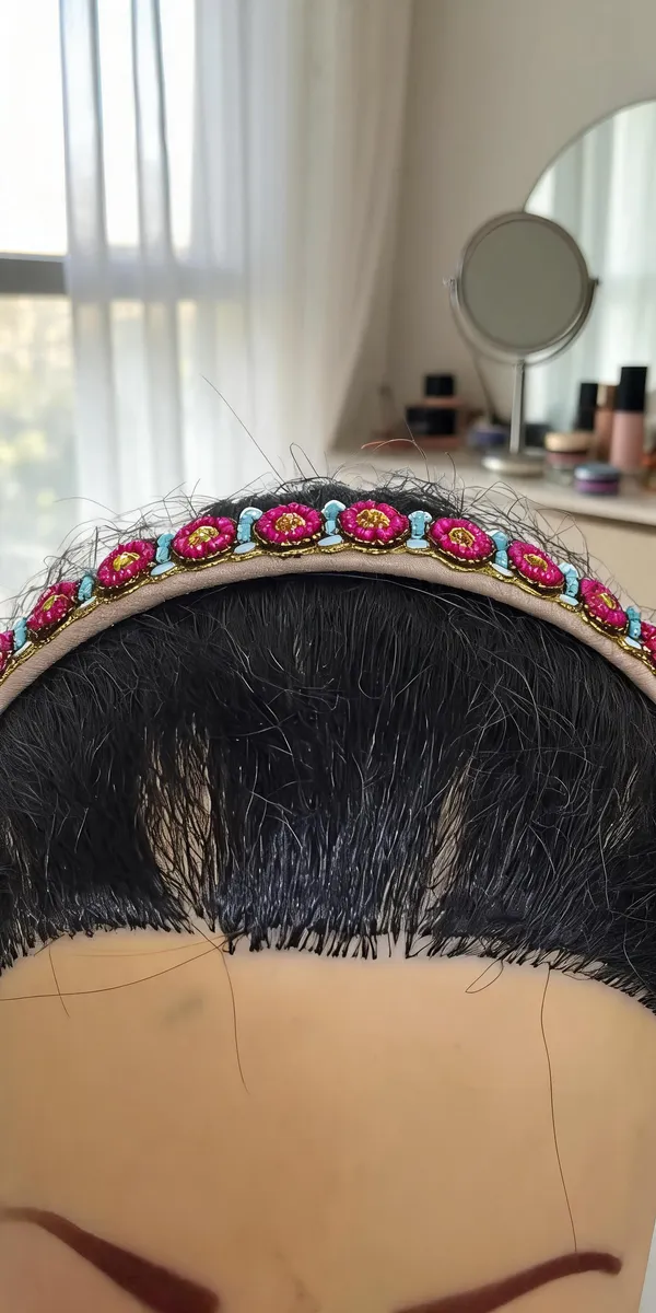 Pink_Satin_Beaded_Embellished_Hairband_For_Women