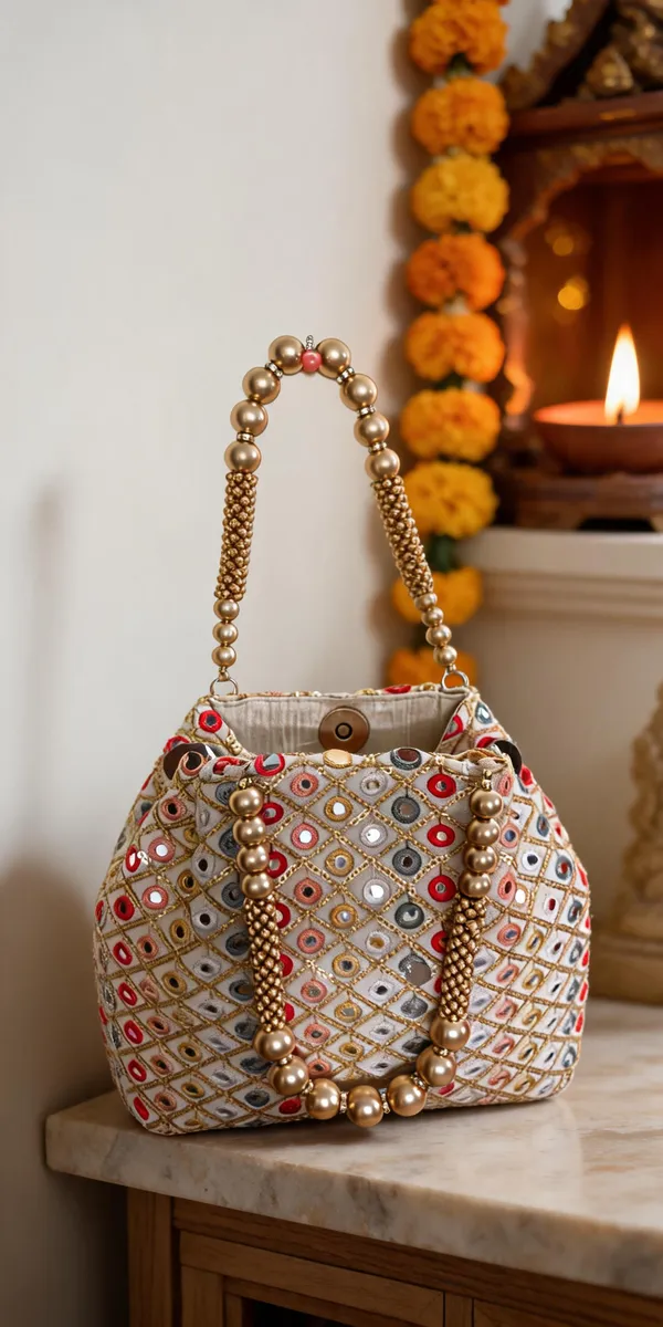 Beige_Cotton_Embroidered_Mirror_Work_Potli_Handbag_For_Women