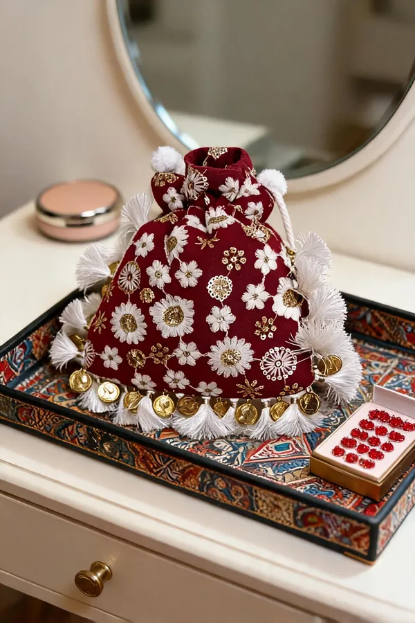 Maroon_Cotton_Embroidered_Potli_Bag_With_Tassels_For_Women