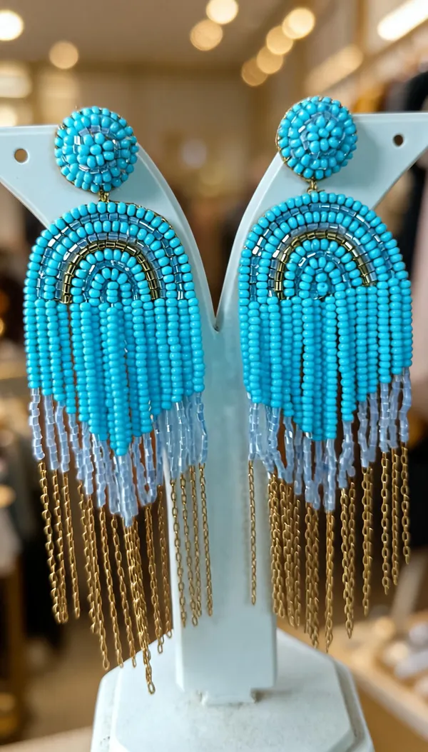 Turquoise_Beaded_Fringe_Tassel_Drop_Earrings_For_Women