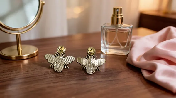 Gold_Beaded_Bee_Shaped_Stud_Earrings_For_Women