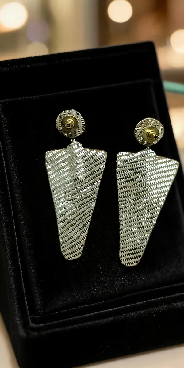White_Gold_Beaded_Triangle_Drop_Earrings_For_Women