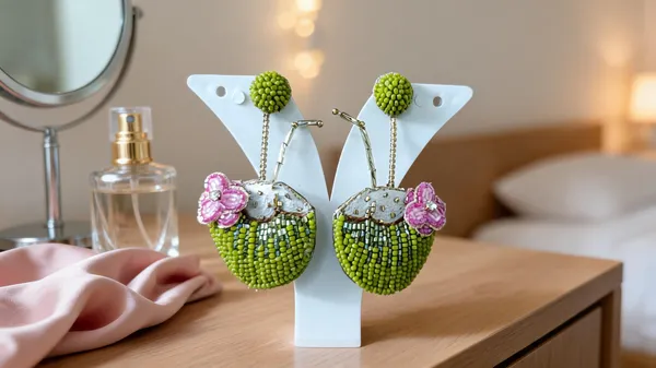 Green_Beaded_Floral_Drop_Earrings_For_Women