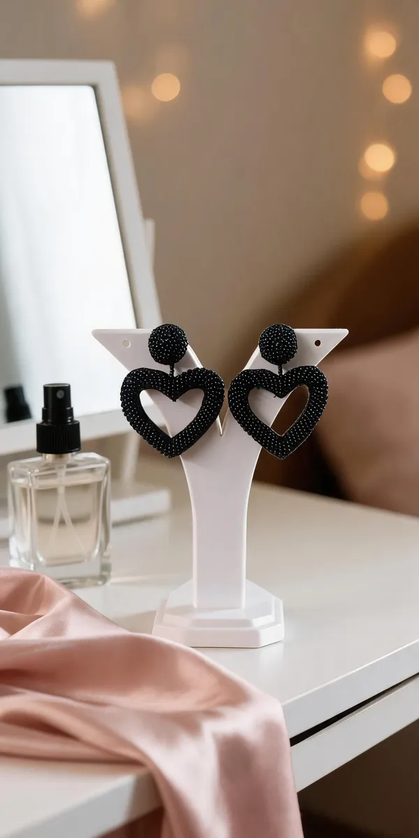 Black_Alloy_Beaded_Heart_Drop_Earrings_For_Women