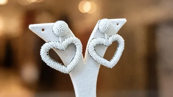 White_Beaded_Heart_Shape_Drop_Earrings_For_Women