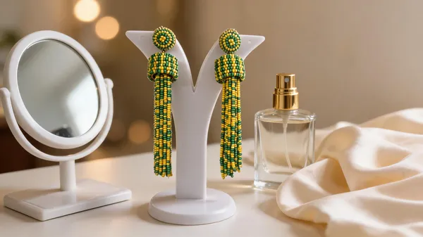 Green_Yellow_Beaded_Tassel_Drop_Earrings_For_Women