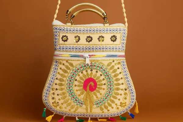 Handcrafted_Embroidered_Golden_Mandala_Handbag_Ethnic_Sling_With_Metal_Handle_Front_Zipper