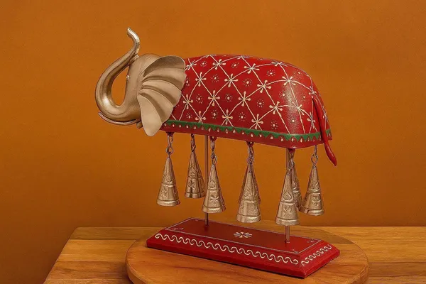 Hand_Painted_Metal_Elephant_Showpiece_With_Hanging_Bells_Rajasthani_Good_Luck_Figurine