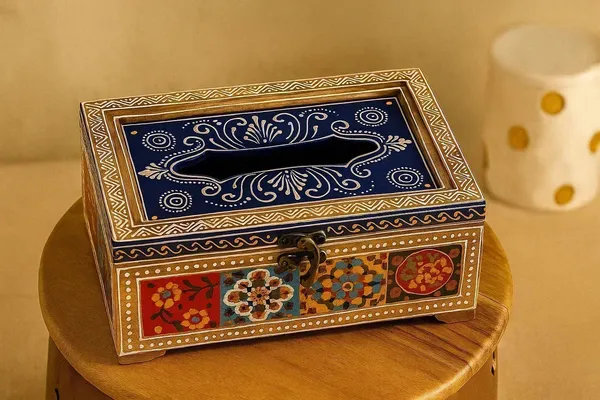 Handpainted_Wooden_Tissue_Box_Holder_Blue_Pottery_Inspired_Indian_Art_Decor