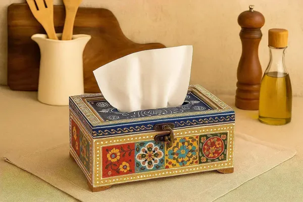 Handpainted_Wooden_Tissue_Box_Holder_Blue_Pottery_Inspired_Indian_Art_Decor