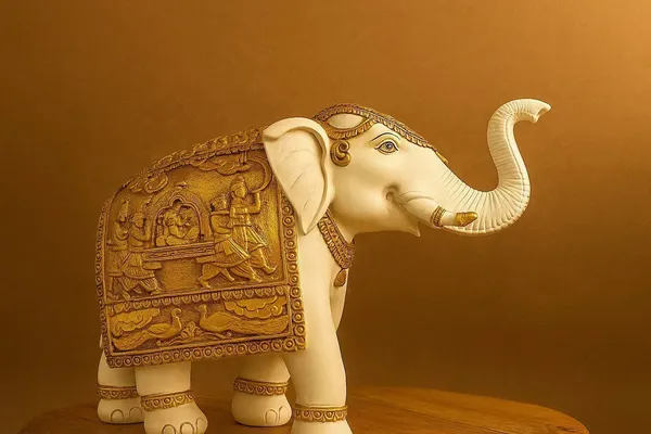Handcrafted_Resin_Elephant_Figurine_With_Golden_Relief_Work_Traditional_Indian_Decor_Statue_Feng_Shui_Elephant_For_Home_Living_Room
