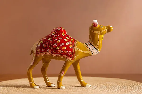 Handpainted_Metal_Camel_Figurine_With_Red_Floral_Saddle_Traditional_Indian_Folk_Art_Decor_Decorative_Sculpture_For_Home_Living_Room