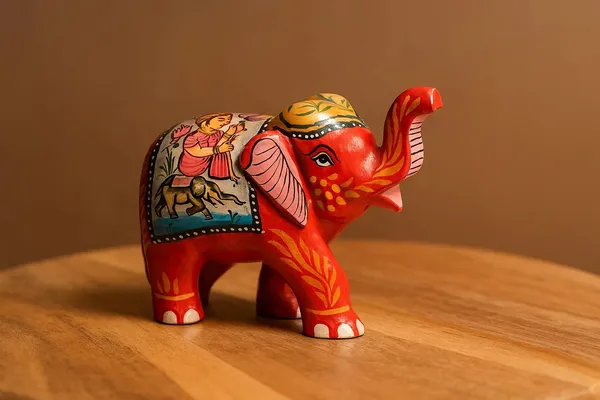 Handpainted_Wooden_Elephant_Figurine_Shikari_Art_In_Red_Traditional_Decor_Collector_S_Gift