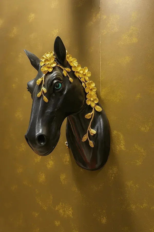 Elegant_Horse_Head_Wall_Decor_Black_Resin_Sculpture_With_Golden_Floral_Crown_Modern_Equestrian_Wall_Art