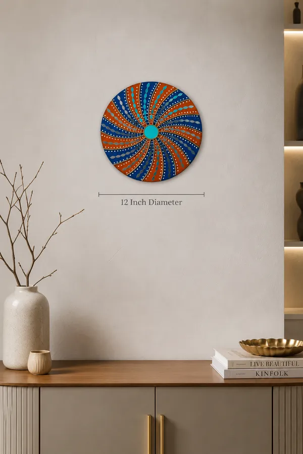 Handcrafted_Royal_Sunburst_Lippan_Art_Wall_Mirror_12_Inch_Mdf_Base_Vibrant_Blue_Yellow_Mud_Mirror_Work