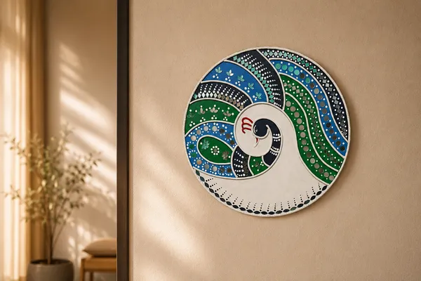 Handcrafted_Royal_Peacock_Mayur_Lippan_Art_Wall_Decor_14_Inch_Mdf_Base_Premium_Traditional_Mud_Mirror_Work