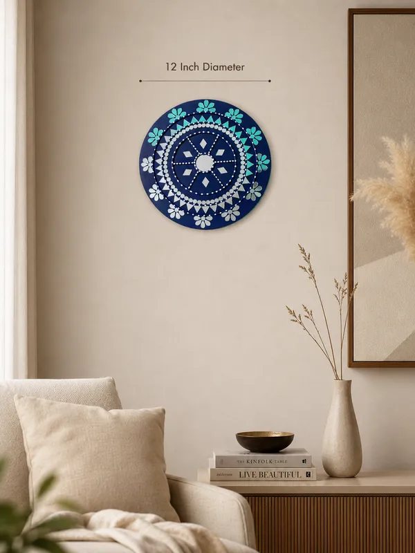 Handcrafted_Royal_Blue_Turquoise_Mandala_Lippan_Art_Wall_Mirror_12_Inch_Mdf_Base_Traditional_Mud_Mirror_Work_Hanging