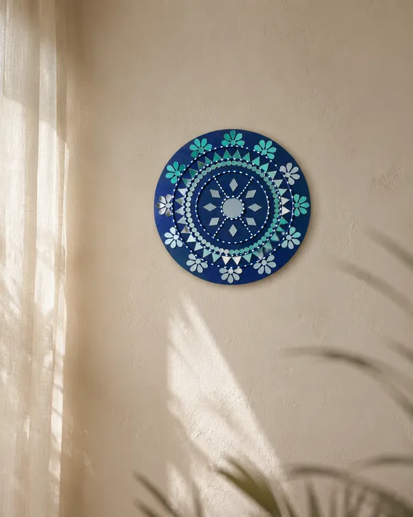 Handcrafted_Royal_Blue_Turquoise_Mandala_Lippan_Art_Wall_Mirror_12_Inch_Mdf_Base_Traditional_Mud_Mirror_Work_Hanging