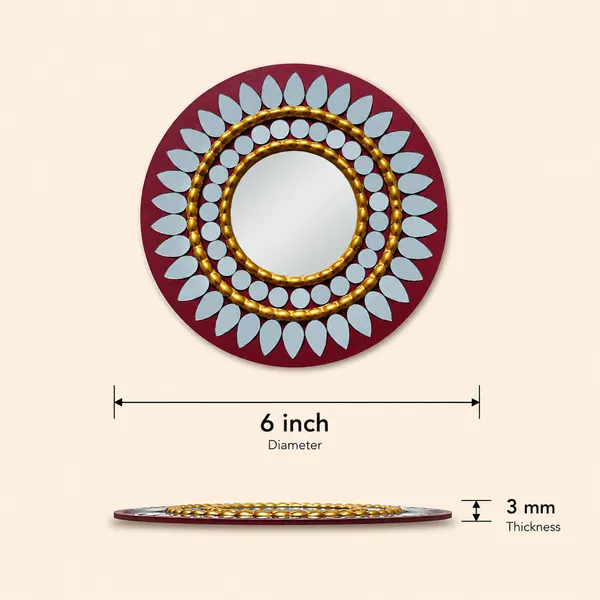 Handcrafted_Regal_Burgundy_Gold_Lippan_Art_Mirror_6_Inch_Mdf_Base_Traditional_Mud_Mirror_Work_Wall_Accent