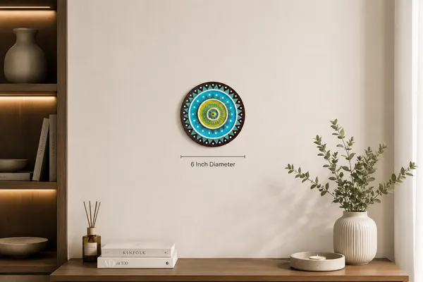Handcrafted_Lime_Sky_Blue_Sunburst_Lippan_Art_6_Inch_Mdf_Base_Modern_Indian_Mud_Mirror_Work_Mandala