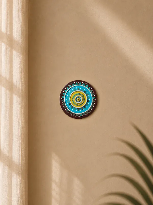 Handcrafted_Lime_Sky_Blue_Sunburst_Lippan_Art_6_Inch_Mdf_Base_Modern_Indian_Mud_Mirror_Work_Mandala