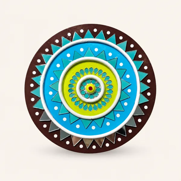Handcrafted_Lime_Sky_Blue_Sunburst_Lippan_Art_6_Inch_Mdf_Base_Modern_Indian_Mud_Mirror_Work_Mandala