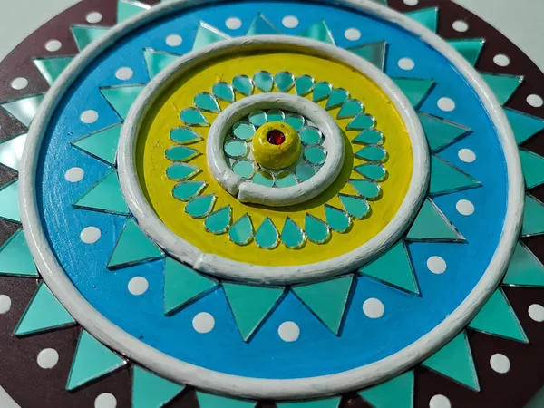 Handcrafted_Lime_Sky_Blue_Sunburst_Lippan_Art_6_Inch_Mdf_Base_Modern_Indian_Mud_Mirror_Work_Mandala