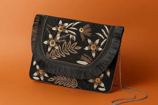 Handcrafted_Boho_Beaded_Clutch_&_Sling_Bag_-_Tribal_Coins,_Shells_&_Evil_Eye_Design-Black