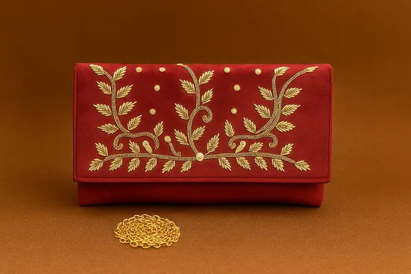Handcrafted_Velvet_Envelope_Clutch_with_Zari_Embroidery_-_Golden_Vine_Party_Bag-Red