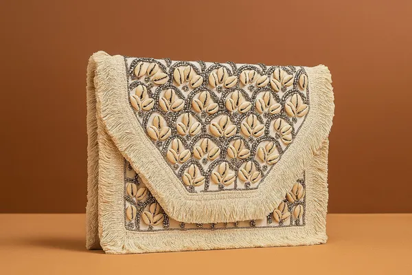 Handcrafted_Boho_Beaded_Clutch_&_Sling_Bag_-_Tribal_Coins,_Shells_&_Evil_Eye_Design-Cream