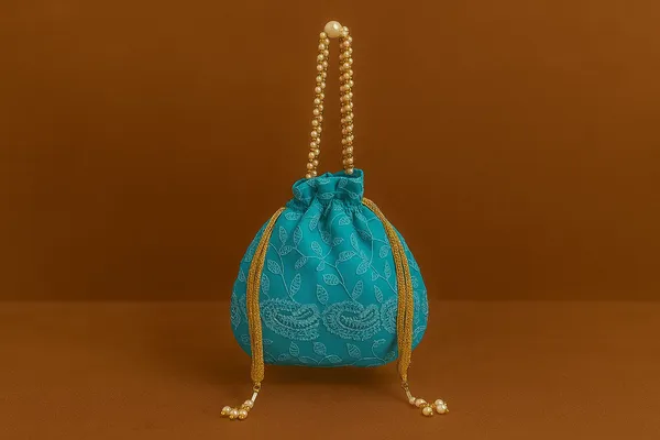 Handcrafted_Self-Embroidered_Silk_Potli_Bag_with_Pearl_Handle_-_Monotone_Ethnic_Batwa-Blue