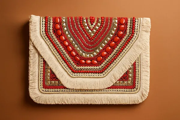 Handcrafted_Boho_Beaded_Clutch_&_Sling_Bag_-_Tribal_Coins,_Shells_&_Evil_Eye_Design-Red