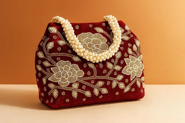 Handcrafted_Velvet_Mini_Tote_with_Pearl_Handle_-_'Royal_Garden'_Floral_Zari_Handbag-Maroon